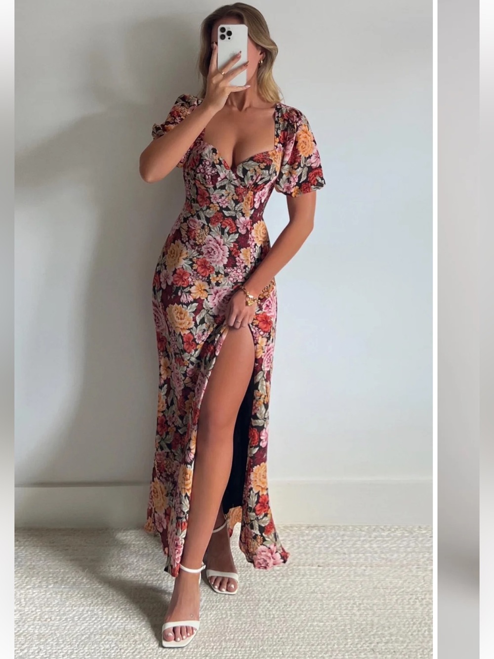 Floral Maxi Dress in Black & Pink Like New